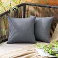 MIULEE Pack of 2 Decorative Outdoor Solid Waterproof Throw Pillow Covers Faux Linen Garden Farmhouse Cushion Cases for Patio Tent Balcony Couch Sofa 12x12 Inch Dark Grey