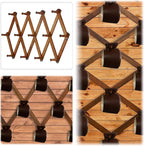 Dseap Accordian Wall Hanger: 16” High Wooden Wall Expandable Coat Rack, Hat Rack Holder, Accordion Hook for Baseball Caps, Coats, Mugs, 13 Peg Hooks, Brown