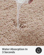 ILANGO Beige Bathroom Rugs 48" × 24" Non Slip & Super Absorbent Extra Thick Soft, Washable Bath Mat for Floor, Microfiber Plush Shaggy Bath Rug with Rubber for Bathtub Shower Room Sink