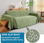HAOMAIJIA Non Slip Couch Cover Sofa Covers for 3 Cushion Couch Washable sectional Couch Covers for Dogs pet Furniture Protector Couch Cover Blanket for Living Room (sage Green, 71"x134")
