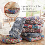 Codi Meditation Pillow, Large Pillows Sitting for Adults and Kids, Boho Cushions for Yoga Living Room Tatami Sitting Home Decor, Memory Foam Added, 22x22 Inch, Multi Blaidiere