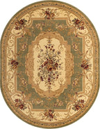 Rugs.com Chateau Collection Rug - 8' x 10' Oval Green Medium Pile Rug