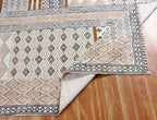 Area Rugs for Living Room 7x10 Kilim Rug Brown & Black Cotton Dhurrie Geometric Thick 0.19 inches Stone Easy Washable Rug Hand Wash Cotton Carpet Flatweave Rug Indoor Outdoor Rugs for Bedroom