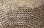 Scandilivin Homes Pouf Ottoman - 100% Natural Jute Braided- Footrest Pouf Hand Knitted - Traditional Cord Boho Pouffe - for The Living Room, Bedroom, Nursery, Patio, Lounge (20" x 20" x 10")