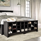 Prepac 24 Pair Shoe Cubby Bench, Entryway Bench, Mud Room Organization and Storage Bench for up to 24 Pairs of Shoes, Black, 15.5"D x 60"W x 20.25"H