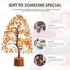 Carnelian Chakra Tree of Life - Crystal for Positive Energy, Handmade Gemstone Feng Shui Decor, Good Luck Money Tree Bonsai - Orange Healing Crystals for Sacral Chakra, Prosperity Gift