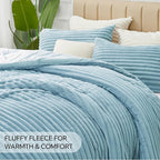 BEDELITE Fleece Twin Comforter Set -Super Soft & Warm Fluffy Light Blue Bedding, Luxury Fuzzy Heavy Bed Set for Winter with 1 Pillow case