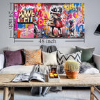 CIRABKY Graffiti Canvas Wall-Art for Dorm Room Girl - Colorful Wall Decor for Living Room - Boy Hugs Girl Print Large Painting Size 24" x 48"