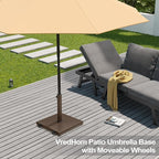 Patio Umbrella Base 40lbs Outdoor Umbrella Stand with Wheels, Heavy Duty Square Concrete Stand Market Umbrella, Brown