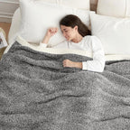 Snuggle Sac Heather Black Throw Blanket for Couch, Reversible Super Soft Micorfiber Blankets Dupes Warm Cozy Knit Fuzzy Plush Throws for Sofa, Bed, Heather Black, 50x60 inches