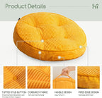 Washable Floor Pillow Cushion for Adults, Meditation Cushion Pillow, Large Round Floor Sitting, Removable Tufted Corduroy Cover, for Tatami Living Room or Yoga, 22x22 Inch, 2Pack, Machine Washable