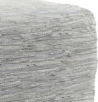 SIMPLIHOME Fredrik Boho Square Pouf in Cream Woven Genuine Leather for the Living Room, Bedroom and Kids Room