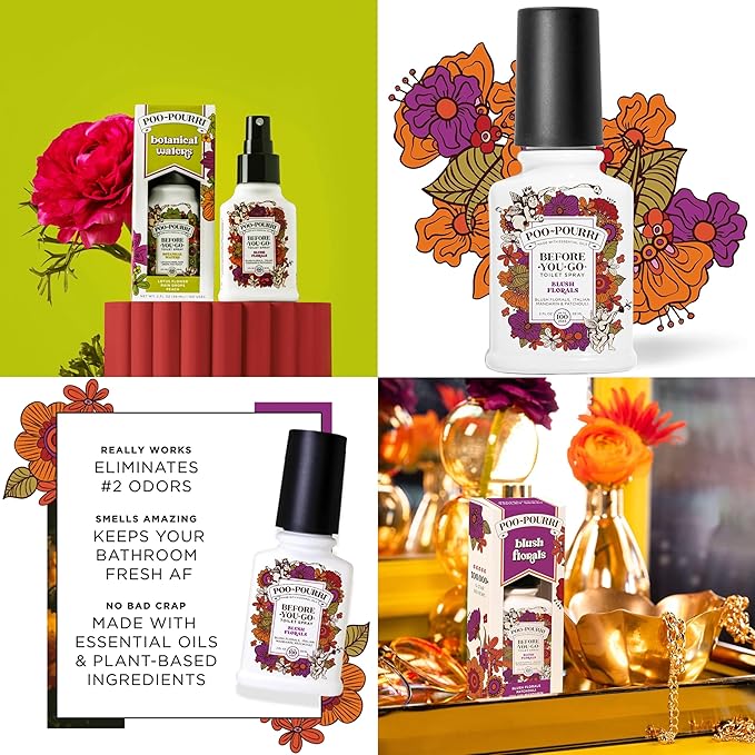 Poo-Pourri Before-You-Go Toilet Spray, Spring 2 Oz Variety Pack– Maple Pumpkin Blush Florals and Botanical Waters