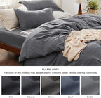 Bedsure California King Size Duvet Cover with Fitted Sheet - 4 Pieces Prewashed Cotton-Like Extra Soft Bedding Set, Includes 1 Duvet Cover 104x98 Inches, 2 Pillow Shams, 1 Fitted Sheet, Dark Grey