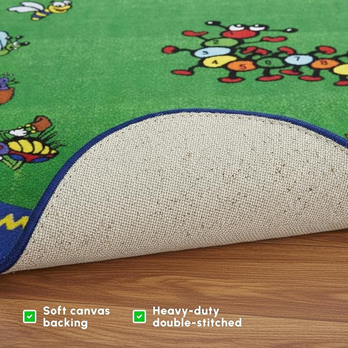 SAFECASTLE Kids Carpet Kritters Alphabet Rug 5'4" x 7'8"– Colorful Oval Educational Area Rug with Letters, Numbers & Insects, Learning Carpet for Toddlers, Preschool, Classroom, Daycare & Playroom