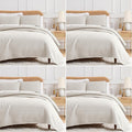 Southshore Fine Living, Inc. Full/Queen Quilt Bedding Set, Microfiber Quilts Queen Size, Coverlet, Stain & Pet Hair Resistant Bedding, Full Size Bedspread with 2 Pillow Shams, Bone (Pack of 4)