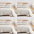 Southshore Fine Living, Inc. Full/Queen Quilt Bedding Set, Microfiber Quilts Queen Size, Coverlet, Stain & Pet Hair Resistant Bedding, Full Size Bedspread with 2 Pillow Shams, Bone (Pack of 4)
