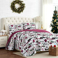 Southshore Fine Living, Inc. Twin Size Christmas Quilt with Matching Pillow Sham, Holiday Bedding Set, Twin/Twin XL Holiday Quilt Set, Reversible Red Plaid Quilt Over Rustic Cabin Print