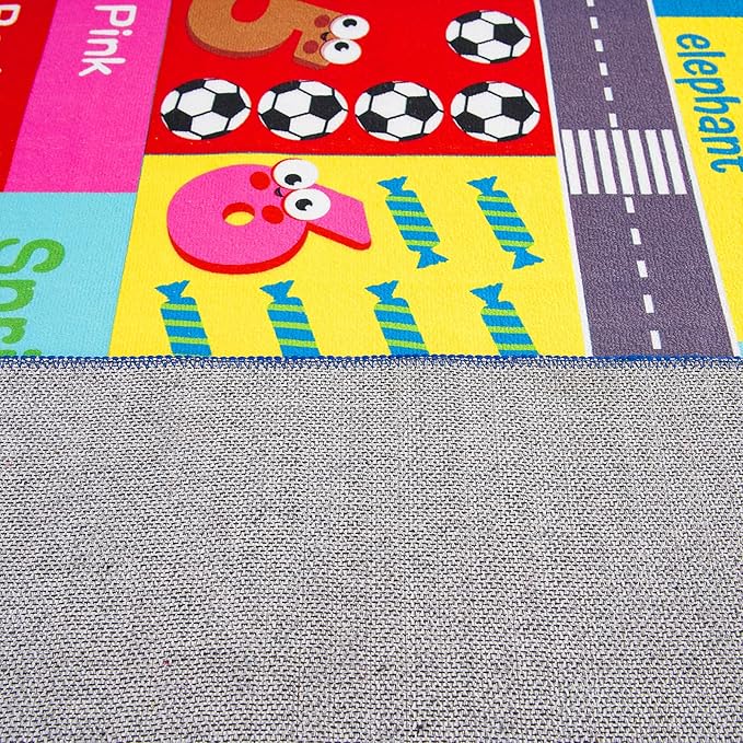 HOMORE Kids Rug, Children Educational Rugs for Bedroom Kids Collection ABC Rug for Learning Alphabet, Numbers, Colors, Season and Animal Words, Play Rugs for Classroom Playroom, 3x5 Feet