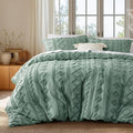 Bedsure Boho Duvet Cover Queen Size, Soft & Comfortable Elegant Design Boho Bedding for Decoration, Machine Washable Comforter Cover for All Seasons,Includes 1 Duvet Cover & 2 Pillow Shams,Sage Green