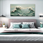 Sea Wave Abstract Green Wall Art For Living Room Artwork Canvas Art Wall Decor Painting Abstract Wall Decor Print Picture For Bedroom Office Hotel Home Wall Decoration 24 X 48 Inch