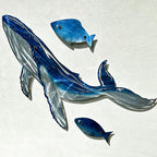 LiveInUrban Coastal Wall Art Whale Metal Wall Sculptures, Ocean Beach Themed Metal Hanging Home Decoration 3PCS 16.2"x12.1"