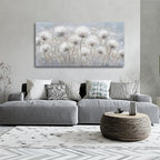 Belmrxne Large Dandelion Floral Wall White and Black Wall Decor Modern Aesthetic Artwork Trendy Canvas Painting for Living Room Bedroom Dining Room Office Home Decor 29x58 inch