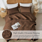akkialla Twin Size Quilt Bedding Set,Brown Lightweight Microfiber Soft Bedspreads,Modern Style Geoetric Pattern Coverlet Set for All Seasons,2 Piece(1 Quilt,1Pillow Sham)