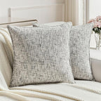FUTEI Black Decorative Throw Pillow Covers 18x18 Inch Set of 2,Soft Chenille Tweed Textured Cushion Case,Modern Home Decor for Couch Bed Living Room