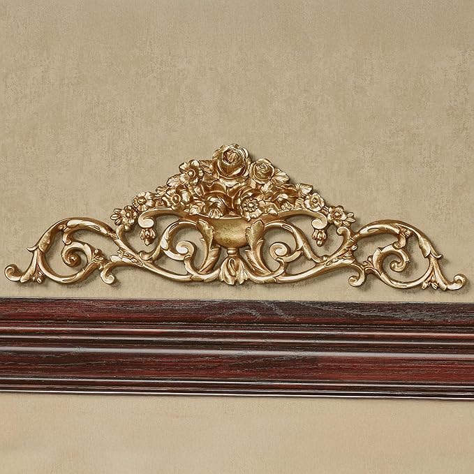Touch of Class Giovana Aged Gold Acanthus Leaves and Roses Wall Topper - Picture Enhancements - Wall Decor Hanging for Bedroom, Bathroom, Dining Room, Living Room, Office