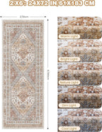Runner Rug 2x6, Ultra-Thin Entryway Rug Non Slip Washable Rugs for Laundry Room, Runners for Hallways, Vintage Soft Rugs for Living Room, Kitchen, Bedroom(Orange,2'x6')