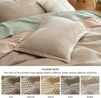 Bedsure Cooling Waffle Duvet Cover King - Cotton Blend Rayon Derived from Bamboo Duvet Cover Set for Hot Sleepers, Breathable Bedding Set with a Vintage Charm, 3 Pieces (Taupe, King, 104"x90")