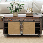 40” Farmhouse Coffee Table Bilateral Lift Top with Sliding Barn Door Movable Rustic Square Center Table with Large Hidden Storage Compartment Lifting Tabletop for Home Living Room,Office (Dark Brown)