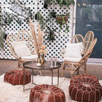 MARRAKESH STYLE Amazing & Beautiful, Original poufs Moroccan Leather Pouf, Natural Leather poufs, Home Gifts, Wedding Gifts, Unstuffed (Dark Brown)