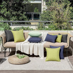 MIULEE Pack of 2 Decorative Outdoor Solid Waterproof Throw Pillow Covers Euro Sham Faux Linen Garden Farmhouse Cushion Cases for Halloween Tent Balcony Couch Sofa 24x24 Inch Black