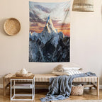 Ambesonne Mountain Tapestry, Evening South High Hill Above the Sky Colorful Nepal Everest Photo, Fabric Wall Hanging Decor for Bedroom Living Room Dorm, 23" X 28", Bluegrey Salmon