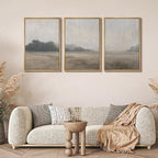 MUDECOR Framed Wall Art Print Set Serene MeadowTranquil Landscape with Foggy Fields and Distant Trees Illustrations Realism Decorative for Living Room, Bedroom, Office - 16"x24"x3 Natural