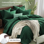 Monbix Queen Comforter Set - 7 Pieces Cationic Dyeing Emerald Green Bed in a Bag Queen Bedding Sets with Comforter, Sheets, Pillowcases & Shams, Reversible Bedding Comforters Sets