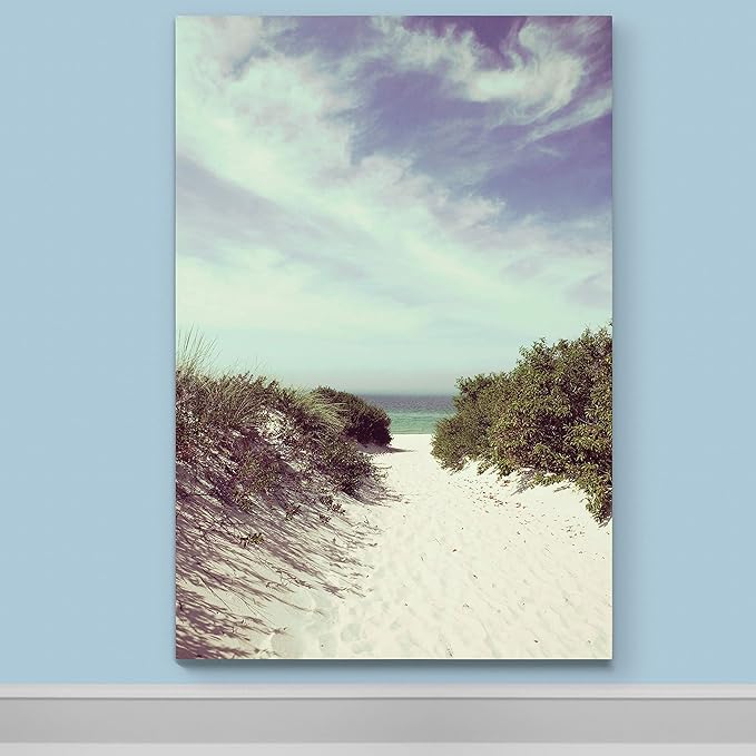 Renditions Gallery Canvas Wall Art Nature Modern Paintings Decorations Sandy Cloudy Beach Romantic Glam Wall Hanging Artwork Prints for Bedroom Living Room Office Kitchen - 18"x27" LT06