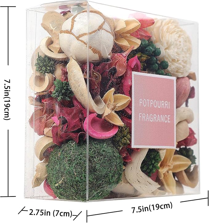 Qingbei Rina Valentines Potpourri Bowl Filler, Rose Scented Potpourri Dried Flower,Decorative Vase Filler, Home Fragrance Sachet,Bathroom Decor,14 Oz(Blush Pink)