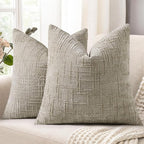 decorUhome Spring Light Brown Chenille Throw Pillow Covers 18x18 Set of 2 Textured Soft Cozy Slubby Couch Pillow Covers Modern Farmhouse Boho Decorative Pillow Cases for Bed Sofa Living Room