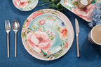 Bico Margret's Garden Salad Plates Set of 4, 8.75 Inch Ceramic Dessert Plates for Salad, Appetizer, Side Dishes, Microwave and Dishwasher Safe, Gift for Housewarming and Thanksgiving