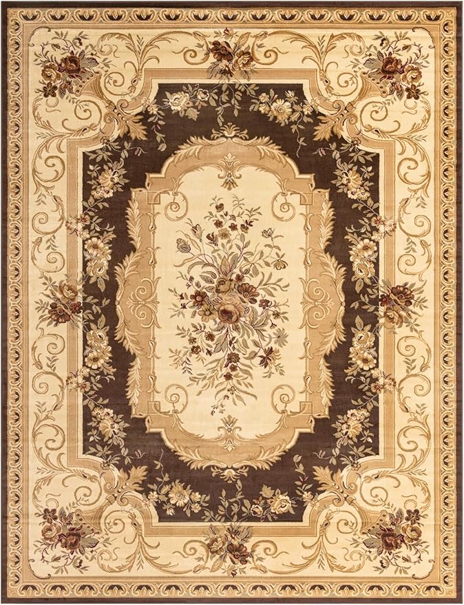 Rugs.com Chateau Collection Rug – 10' x 13' Brown Medium Rug Perfect for Living Rooms, Large Dining Rooms, Open Floorplans