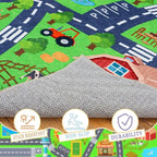 Kids Room Rug - Soft & Non-Slip 5x7 Ft Town Car Rug City Map Play Mat, Childrens Road Catpet Washable Rug for Classroom Nursery Bedroom Boys