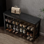 AQIMUELE Wood Shoe Rack Bench for Entryway, 2 Tier Shoe Rack for Front Door Entrance, Shoe Bench with Shoe Storage for Entryway, Bedroom, 39.4"