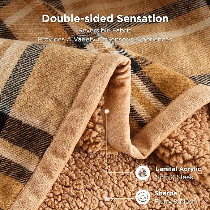 Sophia & William Throw Blanket for Couch Sofa(60x80 Inches) - Reversible Fluffy Soft Blanket, Gifts for Women, Yellow