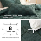 Bedsure Boho Kids Duvet Cover Queen Size（Duvet Insert/Comforter not Included - Ch eckered Duvet Cover Queenfor All Seasons,Soft Shabby Chic Boho Bedding (Green, 90" x 90")