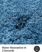 ILANGO Blue Bathroom Rugs 24" × 17" Small Non Slip & Super Absorbent Extra Thick Soft, Washable Bath Mat for Floor, Microfiber Plush Shaggy Bath Rug with Rubber for Bathtub Shower Room Sink