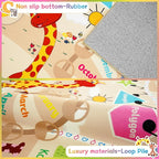 Chicrug Educational Kid Area Rug for Playroom, 9x12 Feet TPR Non Slip Kids Classroom Carpet Rug for Learning ABC Animal Shape Color Fruit, Washable Play Mat Rug for Children Nursery Toddler Room Decor