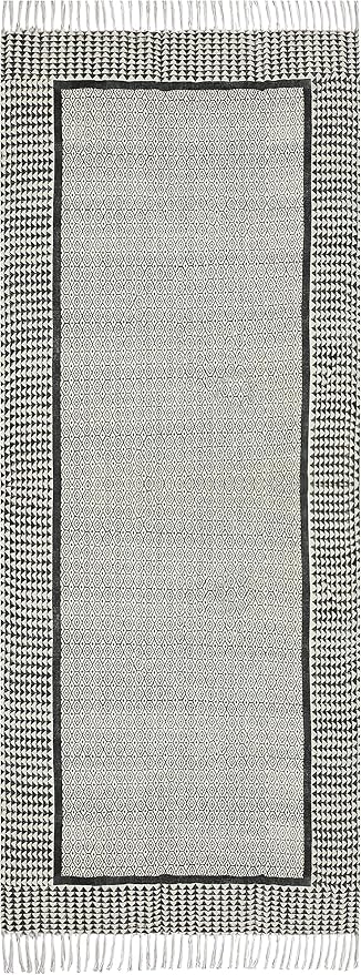 Kilim Runner 3x20 Cotton Runner Rug Gray & Beige Flatweave Runner 0.19 inches Stone Easy Washable Hand Wash Cotton Carpet Indoor Outdoor Runner Rugs for Hallway, Staircases, Corridor Runner